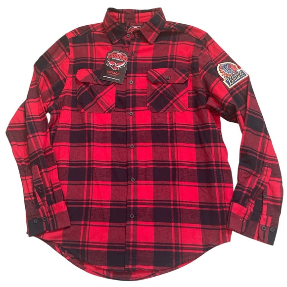 Men's Angry Minnow Milwaukee Braves Red Flannel Shirt - Picture 1 of 7